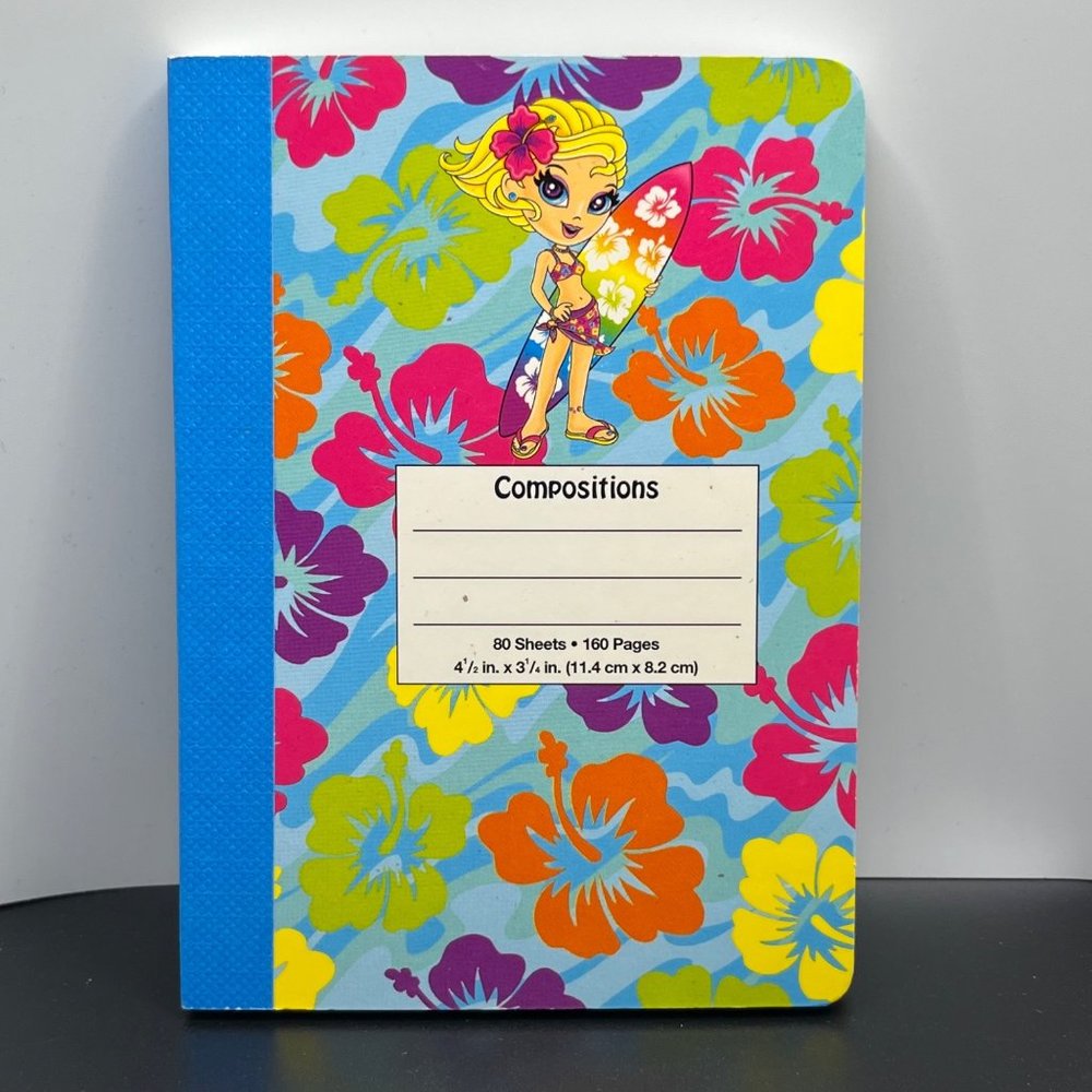 Lisa Frank Surfer Girl Mini Composition Book‎ 4.5" x 3.25" Hard to Find - New
